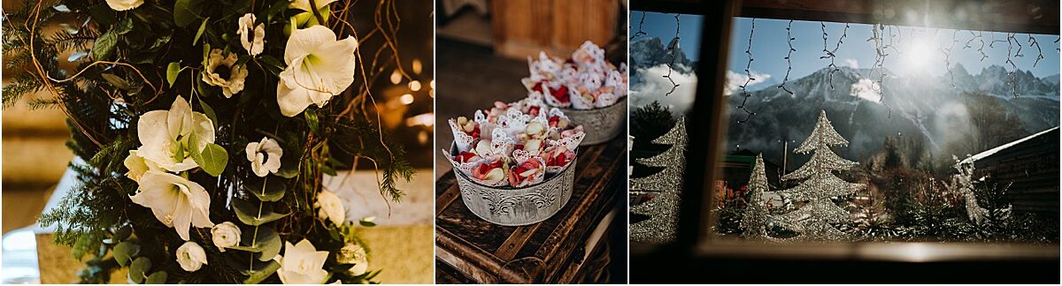 indoor wedding ceremony set up in cabane