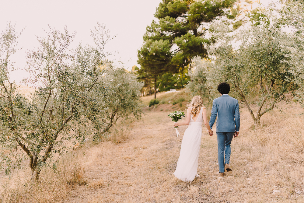 walking in olive groves before abbey france provence